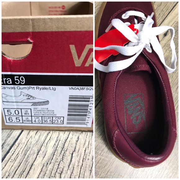 VANS ERA 59 Canvas Gum Rrt Reale Burgundy W AUTHEN - Picture 8 of 8